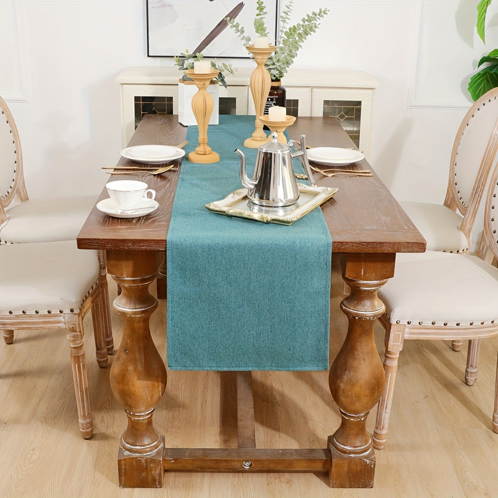 1pc Premium Farmhouse Table Runner - Solid Color, Durable Polyester Decor for Autumn, Thanksgiving, Christmas Dining - A Stylish, Cozy Touch to Your Home Decor