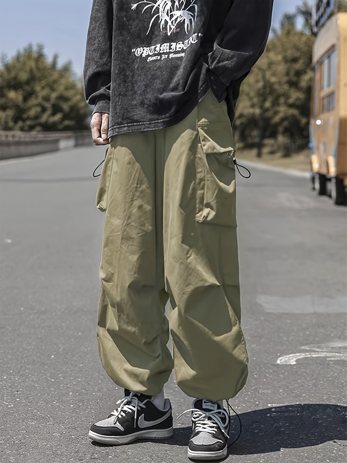 Men's Chic Y2k Loose Fit Cargo Pants - Flap Pocket, Comfortable, Relaxed Style, Streetwear-Inspired, Versatile, and Practical - Perfect for Casual Daily Wear