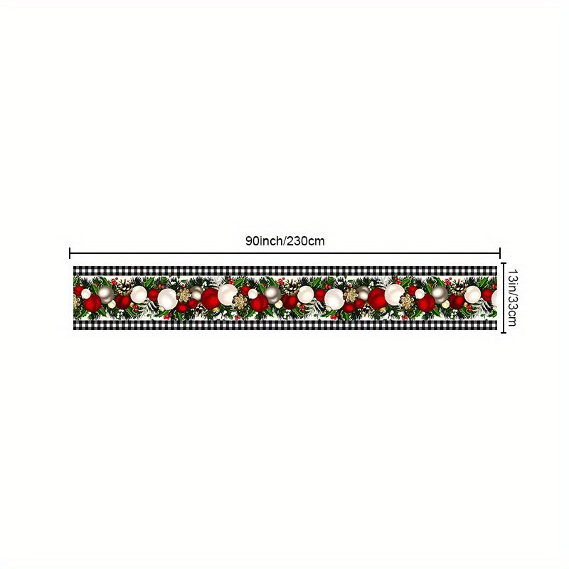 1pc, Christmas Table Runner, Black And White Buffalo Check Plaid Table Cover, Waterproof Stain Resistant Seasonal Winter Holiday Table Runner, Tabletop Protection, Party Family Gather Holidays Decoration, Gift, Home Decor, Scene Decor