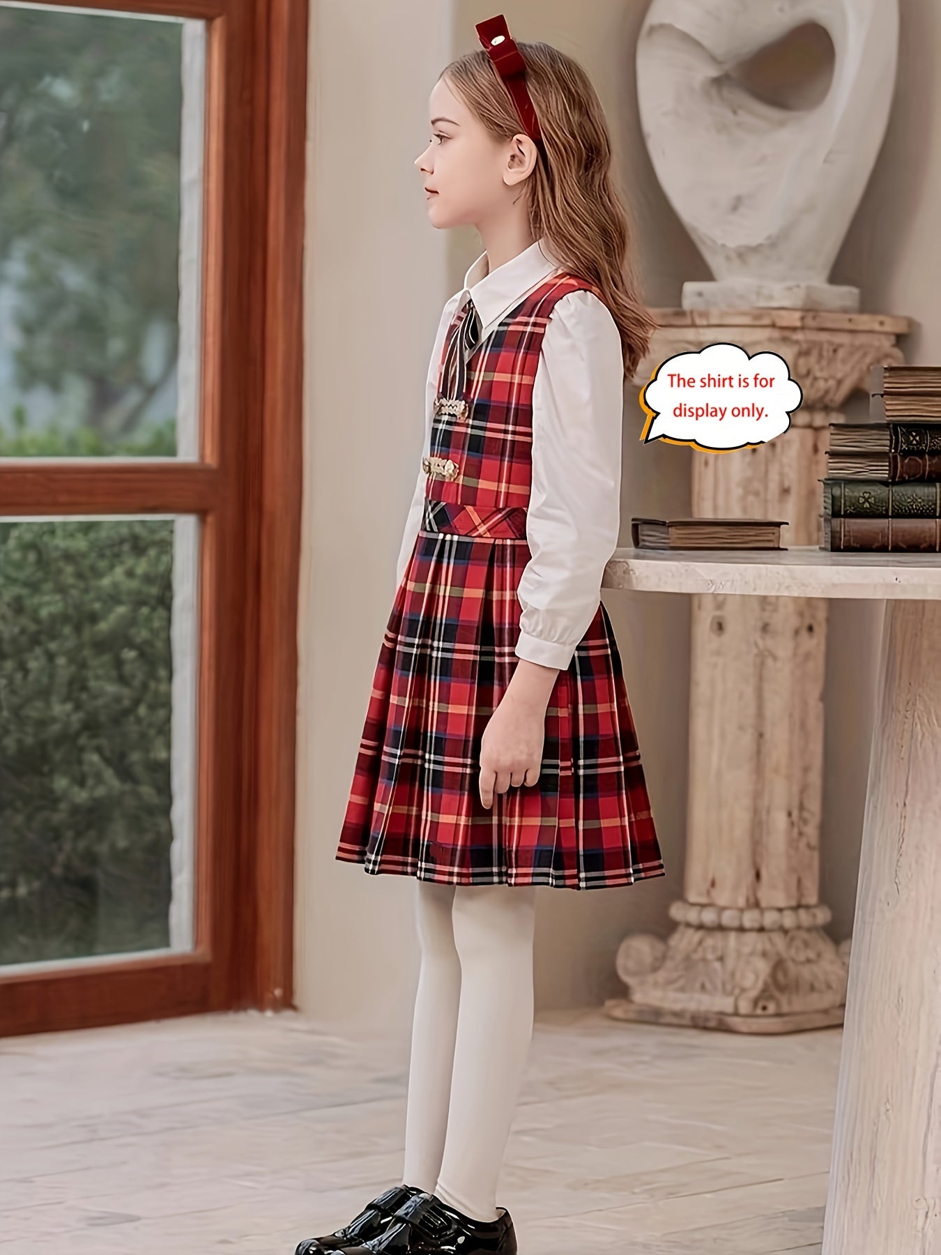 Girls' Vintage Plaid Dress - Classic School Uniform, Perfect for Spring, Fall, and Christmas, Ideal Gift for School Girls