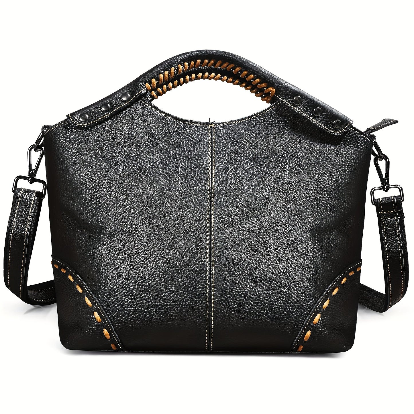 Vintage-Inspired Crazy Horse Leather Satchel Tote Bag for Women - Durable, Stitched, and Spacious with Removable Strap, Adjustable Shoulder Strap, and Polyester Lined Zippered Interior - Perfect for Work, School, or Daily Use
