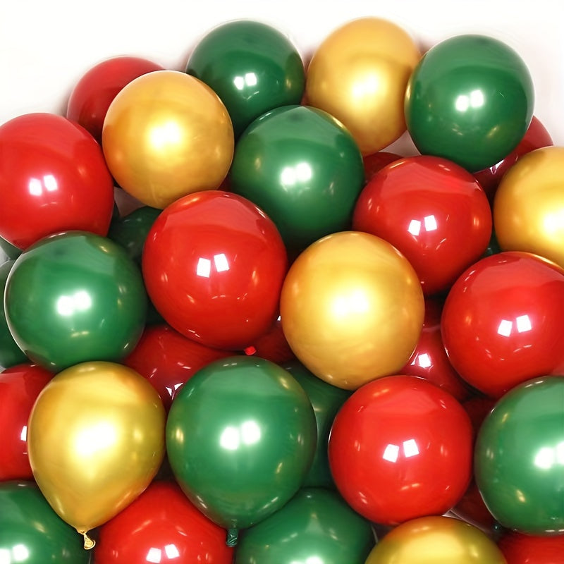 24PCS Vibrant Red & Green Metallic Color Balloons Set for Birthday, Wedding, Thanksgiving, Christmas & House Decorations