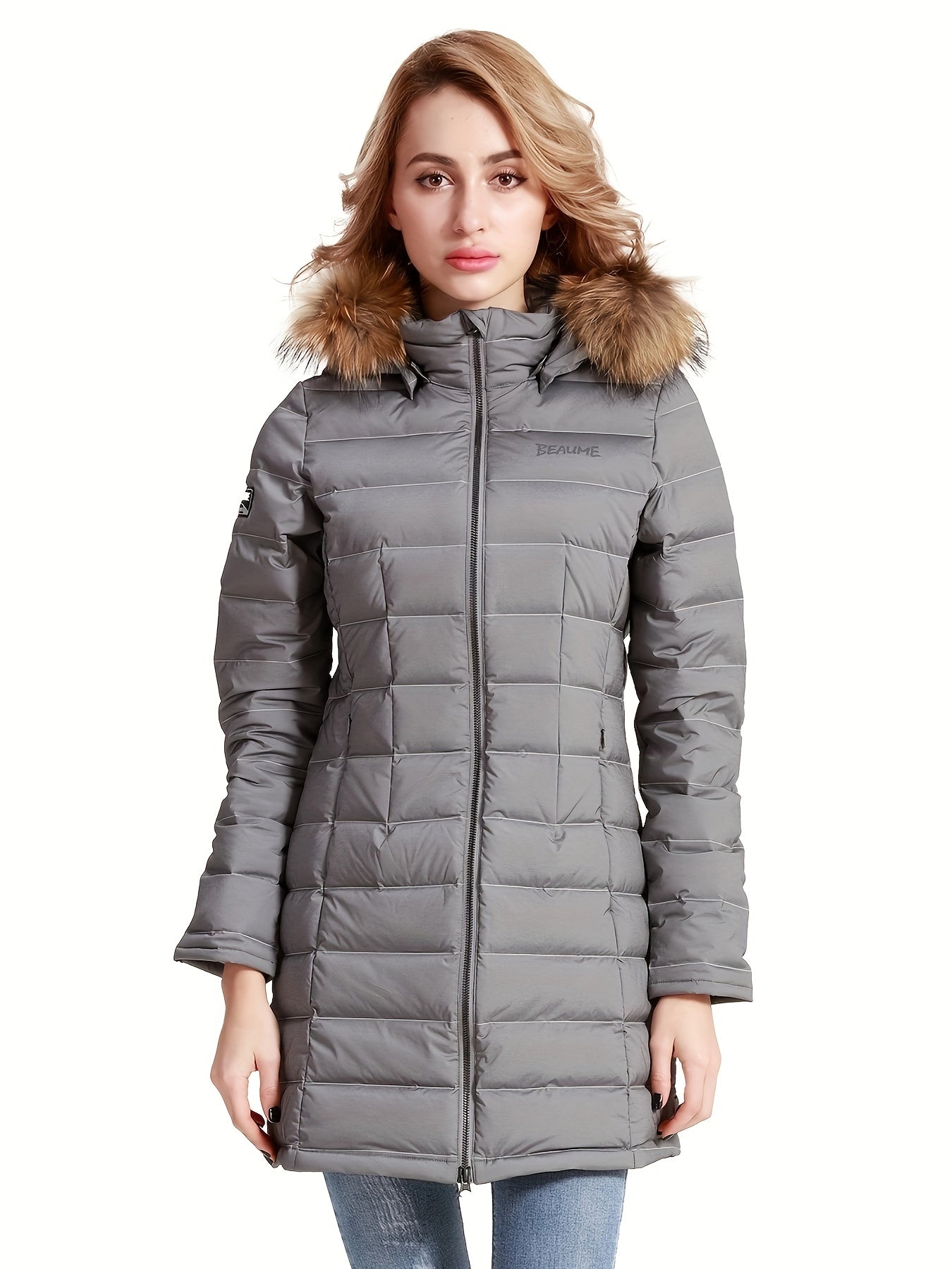Ladies Long Down Hooded Jacket, Thickened Winter Packable Puffer Jacket, Windproof Warm Outwear Coat, Women's Clothing
