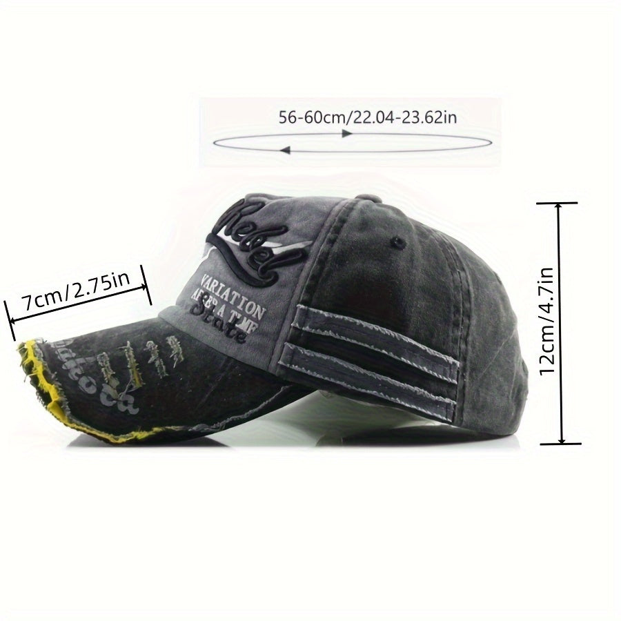 One Fashionable Men's Denim Baseball Cap - Stylish Letter Pattern Embroidery, Ventilation Holes, Perfect for Daily Street Life, Casual Outings, and Outdoor Activities