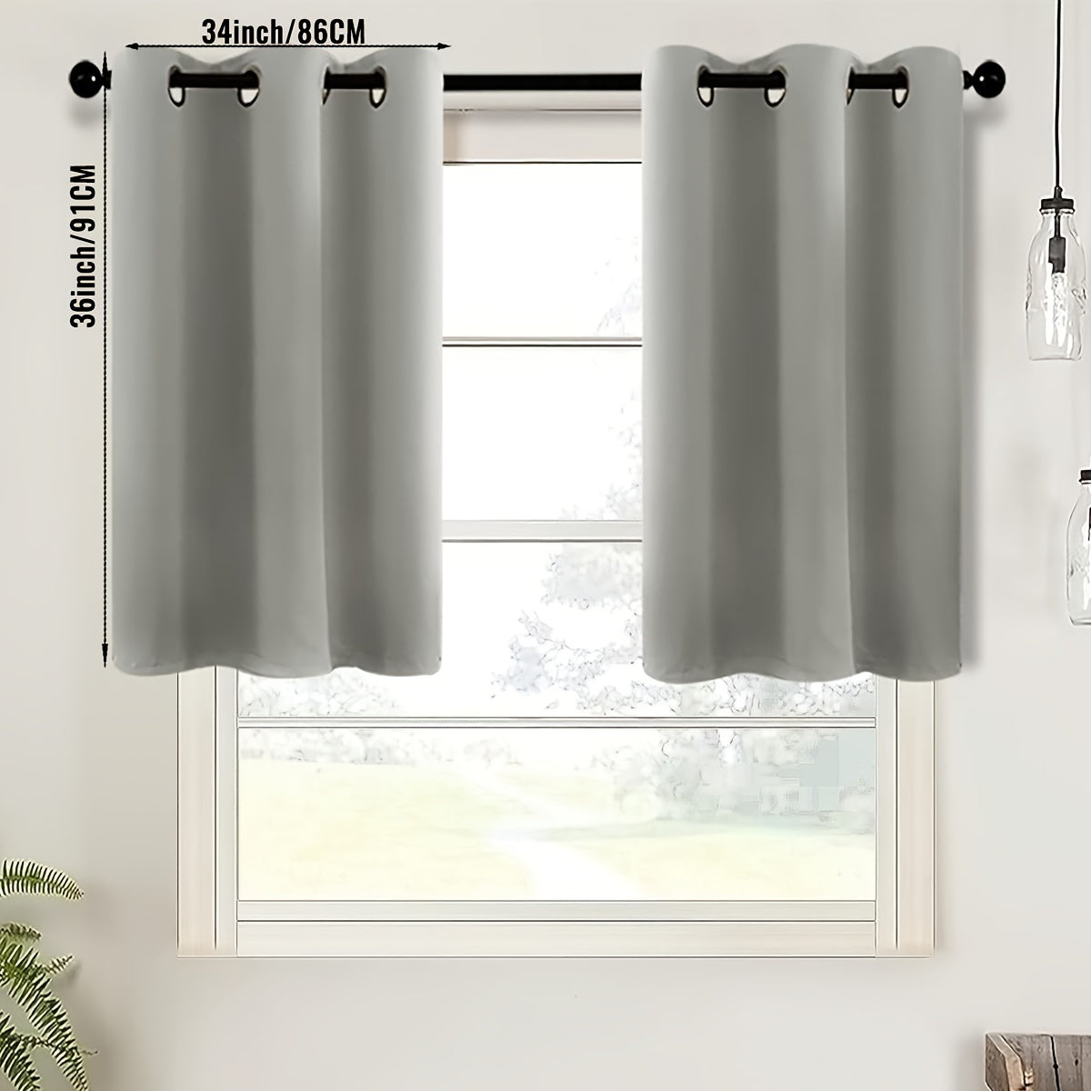 2-Piece Blackout Valance Panels - Room Darkening, Grommet Top, Half Window Treatment for Kitchen, Bathroom, Basement, Living Room, Office - Easy Home Decor Solution