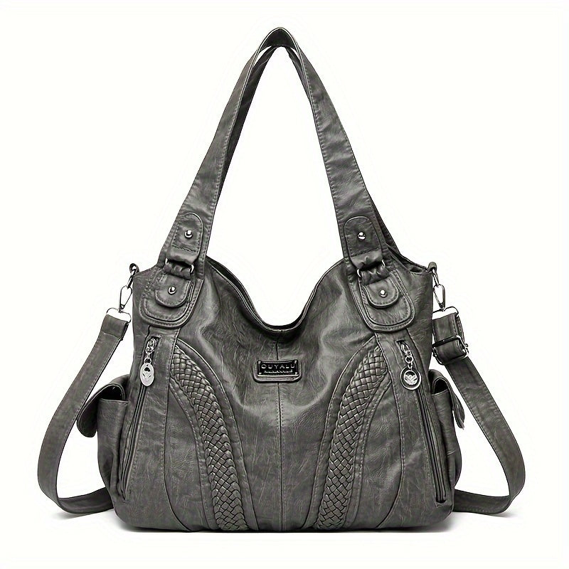 Stylish Vintage Tote Handbag for Women - Faux Leather, Removable Strap, Zipper Closure, Polyester Lined, Casual Shoulder Bag with Simple Fashion Design - Perfect for Daily Use, Travel, and Outdoor Activities