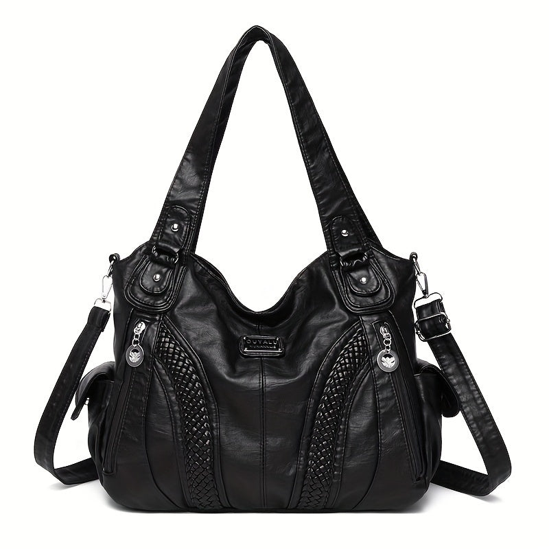 Stylish Vintage Tote Handbag for Women - Faux Leather, Removable Strap, Zipper Closure, Polyester Lined, Casual Shoulder Bag with Simple Fashion Design - Perfect for Daily Use, Travel, and Outdoor Activities