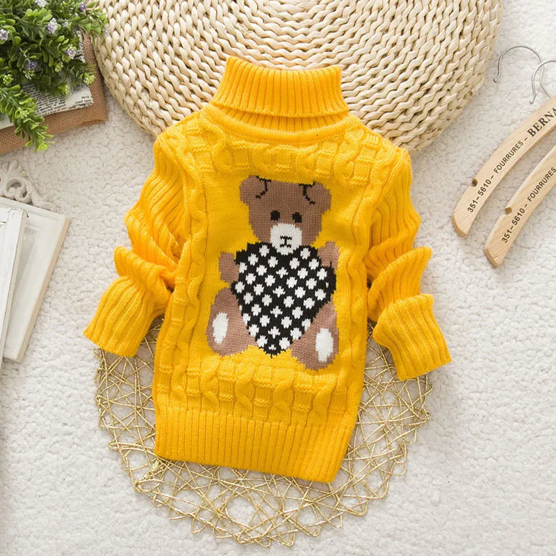 Pullover Baby Cartoon Bear Casual Basic Sweater Crewneck Thick Kids Slouchy Soft Warm Wool Clothing for Boys Girls Autumn Winter Sweaters 221115