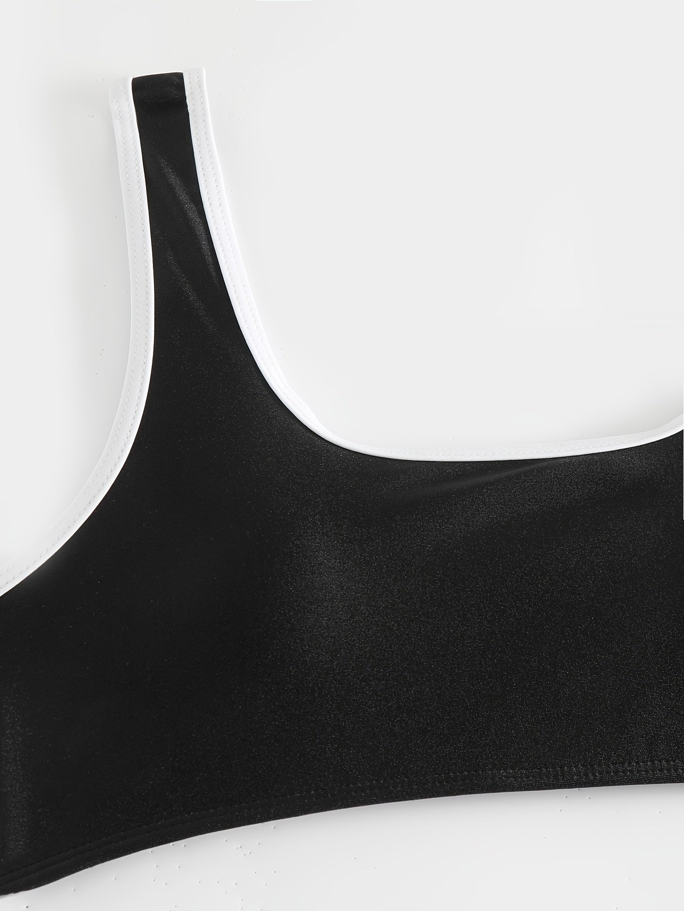2-Piece Contrast Trim Scoop Neck Bikini Set - High Stretch, Comfortable, and Flattering Swimsuits for Women - Swim Briefs, Women's Swimwear, and Clothing for Beach and Pool