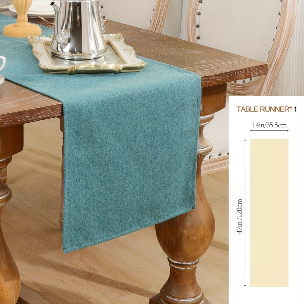 1pc Premium Farmhouse Table Runner - Solid Color, Durable Polyester Decor for Autumn, Thanksgiving, Christmas Dining - A Stylish, Cozy Touch to Your Home Decor