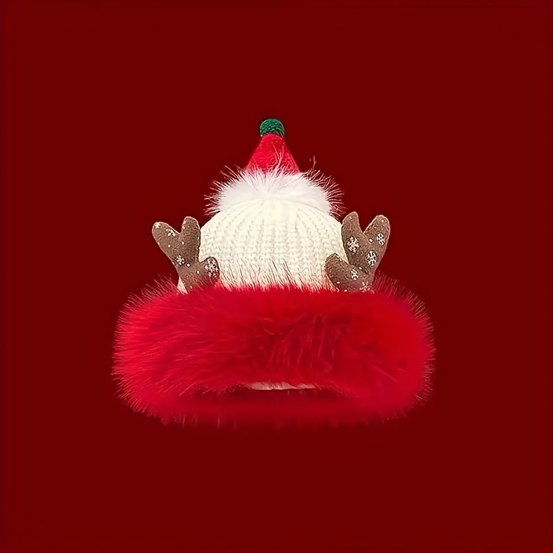 Cozy Faux Fur-Lined Santa Hat for Women - Warm & Comfortable, Perfect for Christmas Parties and Cosplay, Waterproof Knit Cap with Adjustable Fit