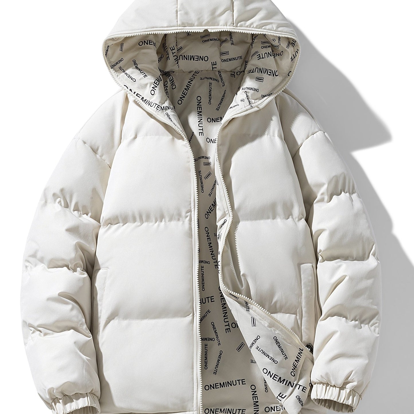 Men's Casual Reversible Padded Jacket, Warm Thick Coat For Fall Winter