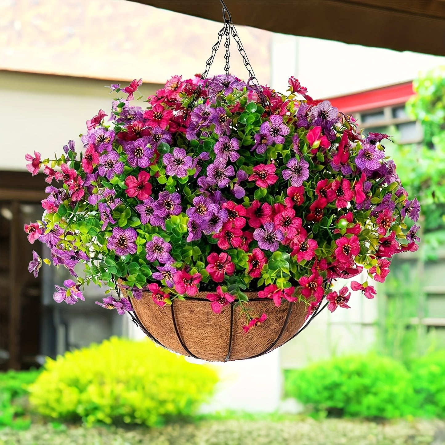 1 Set of Elegant Artificial Hanging Flowers, Artificial Flowers for Decoration, UV Resistant Faux Silk Morning Glory Eucalyptus Realistic, Hanging Planter, Indoor Natural Decor