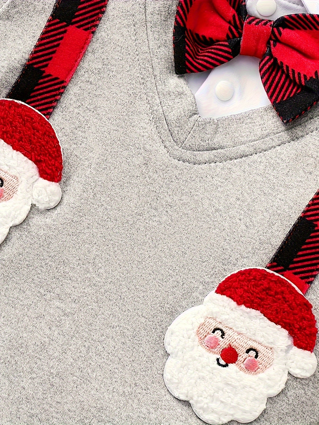 2pcs Baby's Christmas Co-Ords, Bow Decor Turndown Collar Faux Two-piece Romper & Casual Pants, Toddler & Infant Boy's Clothing Set For Fall Winter, Outdoor Cloth