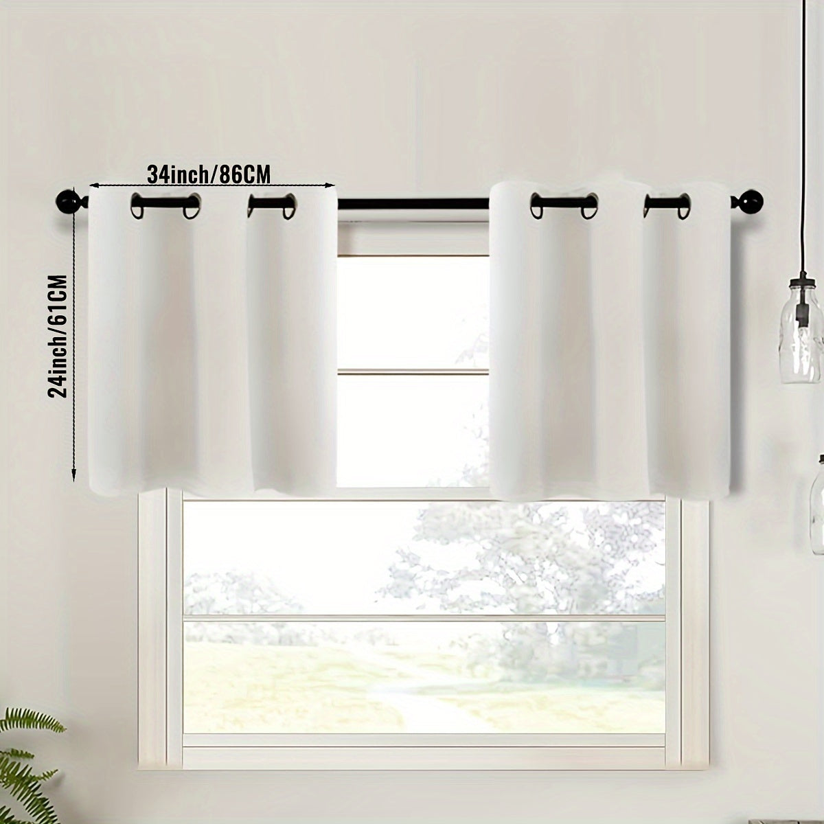 2-Piece Blackout Valance Panels - Room Darkening, Grommet Top, Half Window Treatment for Kitchen, Bathroom, Basement, Living Room, Office - Easy Home Decor Solution