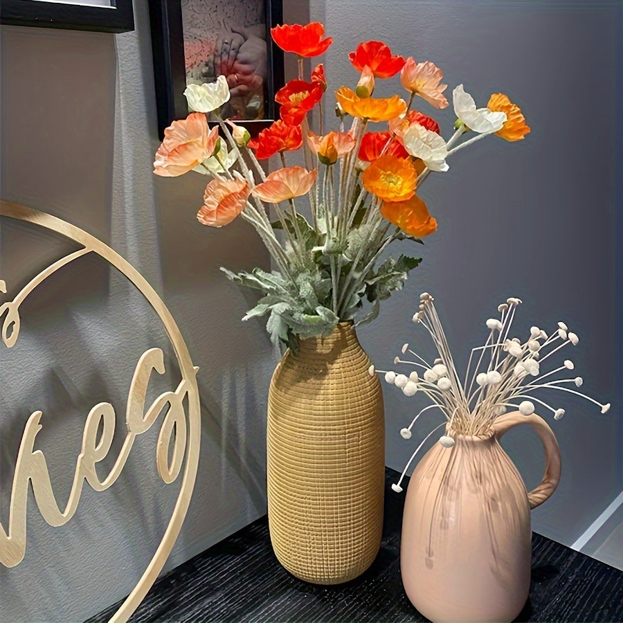 8-Pack Real-Touch Artificial Poppies Flowers - Vibrant, Lifelike, and Durable Plastic Floral Arrangements for Versatile Fall and All-Season Decor - Perfect for Reunion, Home, Living Room, Christmas, Halloween, Easter, Hanukkah, and Thanksgiving Decoration