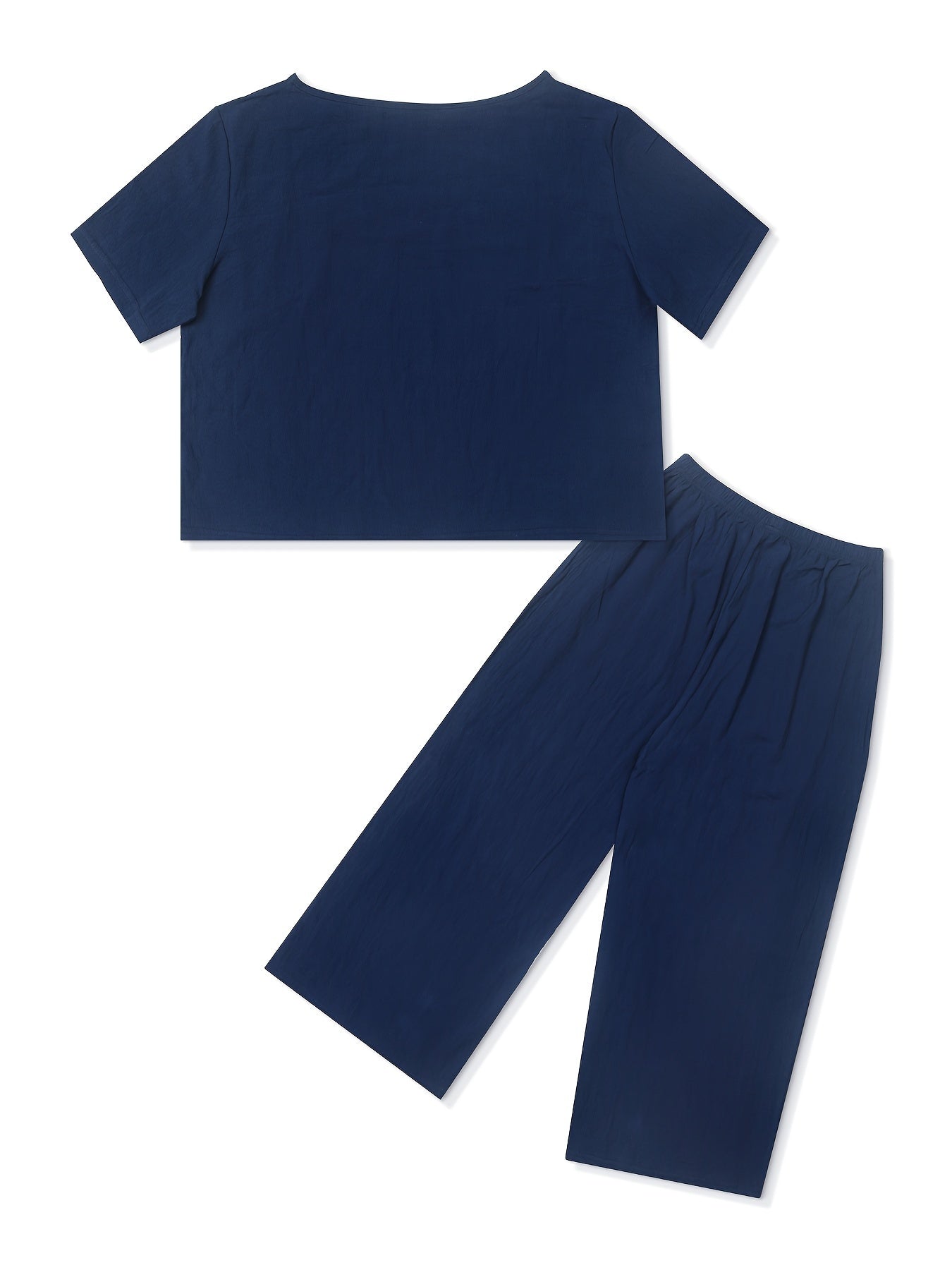 Relaxed Fit Casual Pantsuit Outfit - Vibrant Solid Color, Comfortable Short Sleeve T-shirt, Flattering Wide Leg Pants for Womens Clothing - Perfect for Warm Weather and Everyday Wear