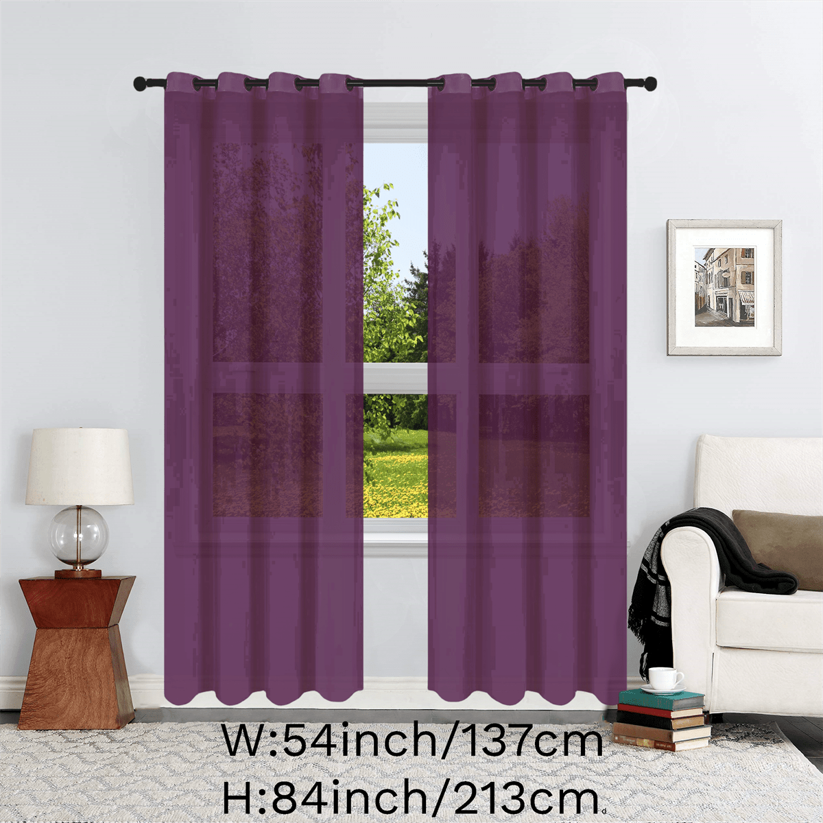 1pc Solid Lightweight Voile Sheer Curtain Panel - Soft, Light-Filtering, Grommet Top, Easy Hang - Perfect for Living Room, Dining Room Home Decor, Filtering Natural Light, Enhancing Interior Ambiance