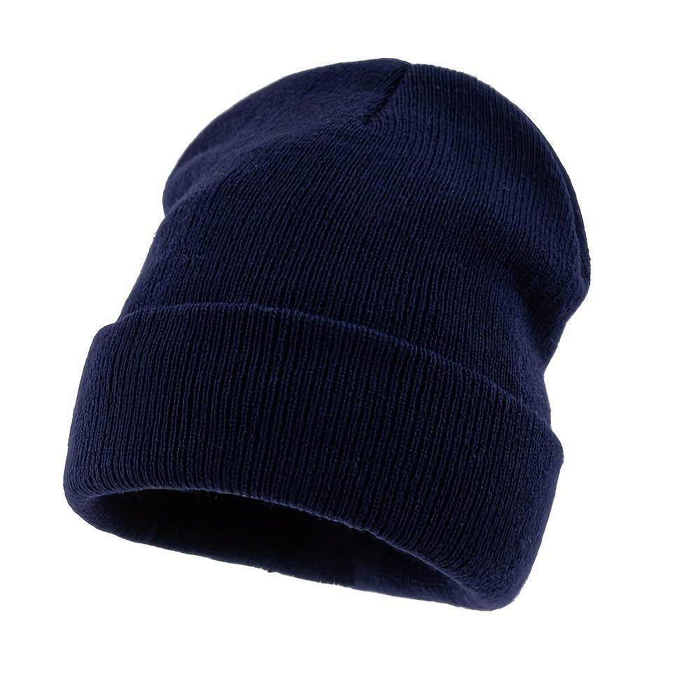 1pc Men's Warm and Cozy Solid Color Large Knitted Beanie - Skullies & Beanies with Elastic Fit for Outdoor Activities - Ideal Gift Choice for Winter