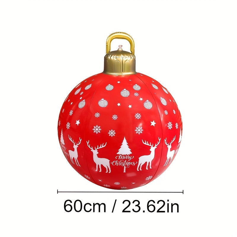 24-inch Large PVC Inflatable Christmas Ball, Firmly Standing Outdoor Decoration for Yard and Swimming Pool Holiday