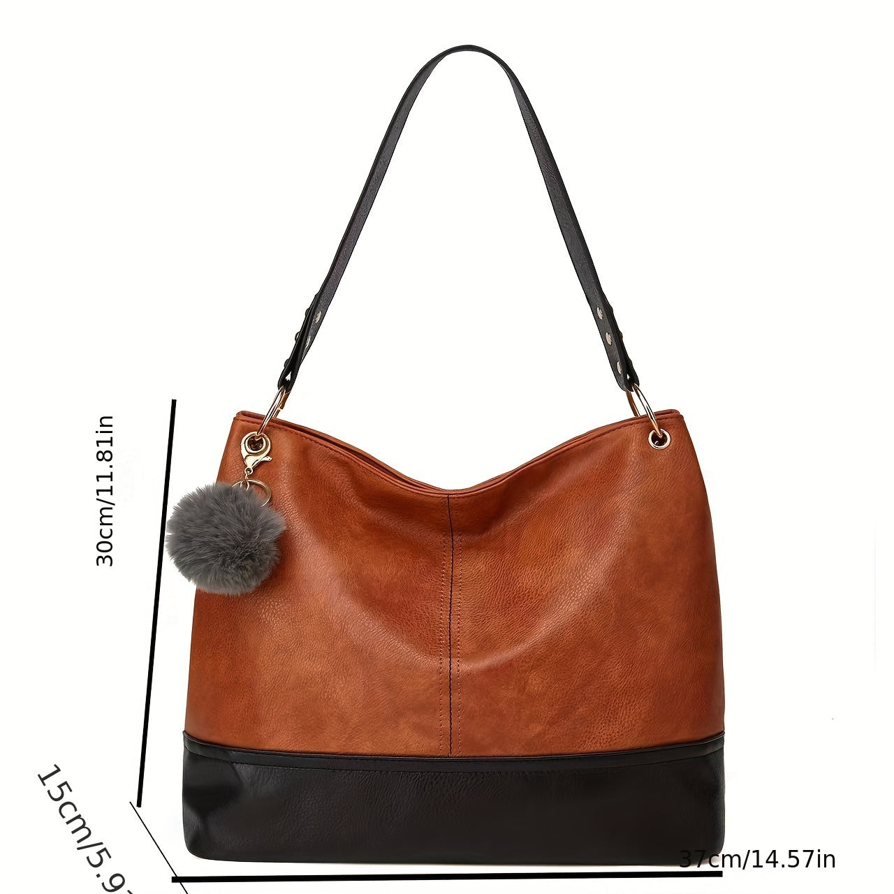 Vintage Color Contrast Hobo Bag, Retro Large Capacity Tote Bag, Women'S All-Match Shoulder Bag & Purse