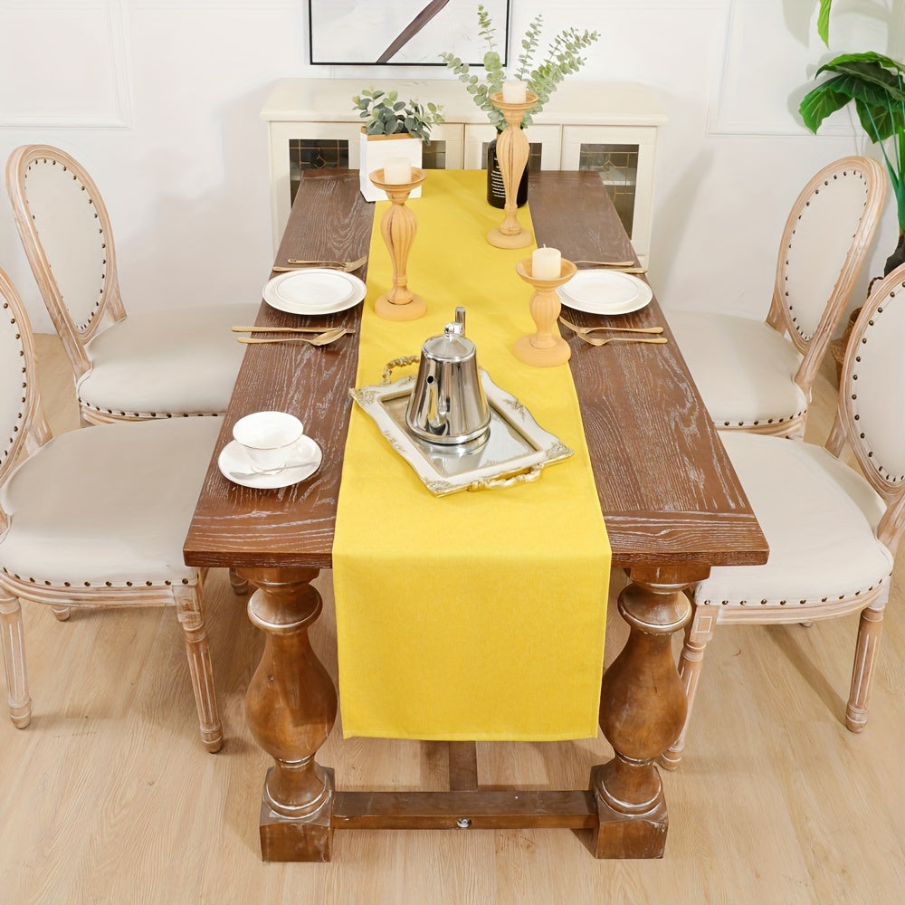 1pc Premium Farmhouse Table Runner - Solid Color, Durable Polyester Decor for Autumn, Thanksgiving, Christmas Dining - A Stylish, Cozy Touch to Your Home Decor