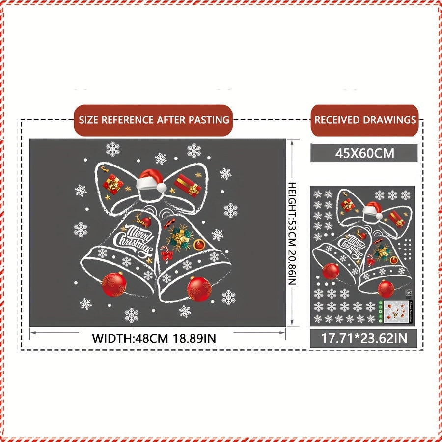1pc Vibrant Christmas Window Sticker - Easy Peel-Off, Reusable, Bell-Shaped Decoration for Living Room, Home Decor, Shopping Mall, and Glass Windows - Festive Holiday Decor