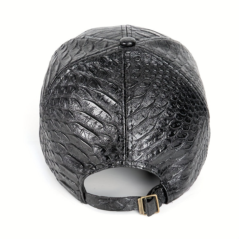 Stylish Crocodile Pattern PU Leather Baseball Cap - Lightweight, Non-Stretch, Hand Washable Street Hip Hop Sun Hat for Everyday Wear