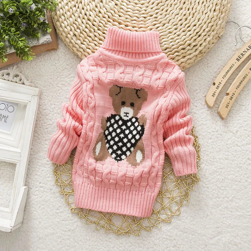 Pullover Baby Cartoon Bear Casual Basic Sweater Crewneck Thick Kids Slouchy Soft Warm Wool Clothing for Boys Girls Autumn Winter Sweaters 221115