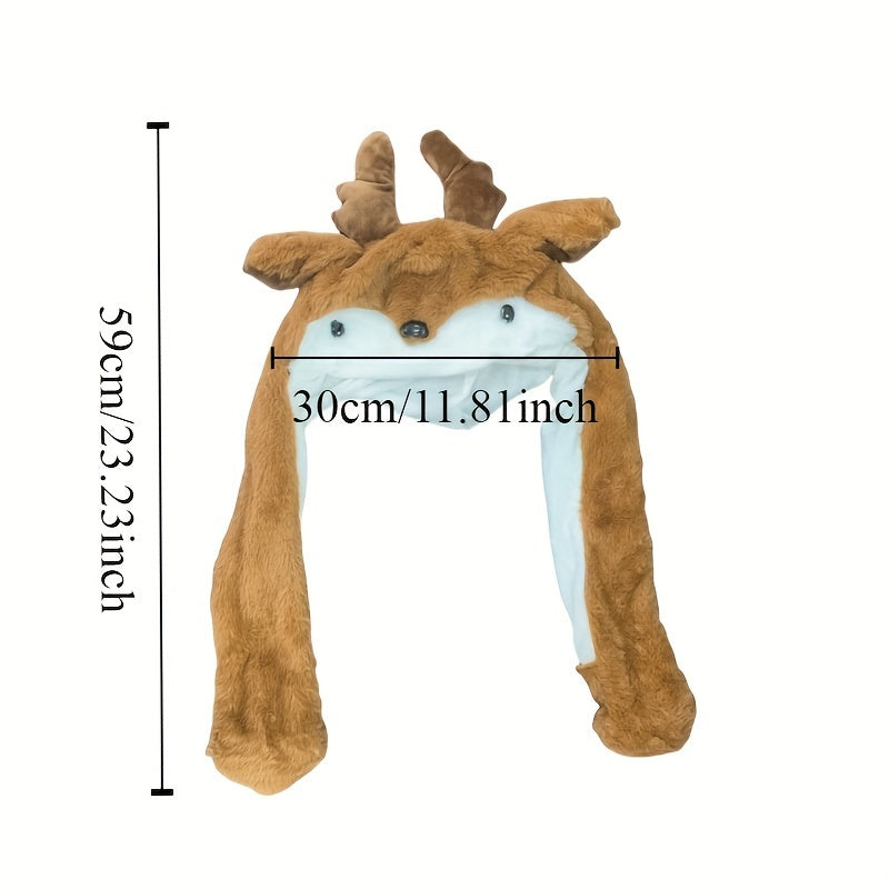 Cheerful Interaction, Interactive Squeeze-and-Wiggle Christmas Hat with Moving Ears - Plush Santa Cap for Men & Women, Perfect for Holiday Parties & Gifts, Best for Christmas
