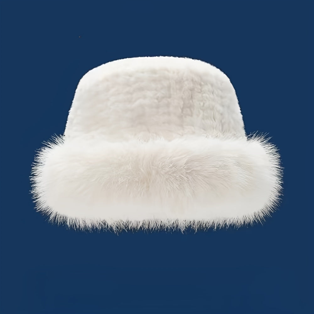 1pc Ultra-Warm Furry Fisherman Hat with Luxurious Plush Lining - Windproof, Soft & Comfortable - Adorable Buckle Design - Perfect Winter Accessory & Christmas Gift