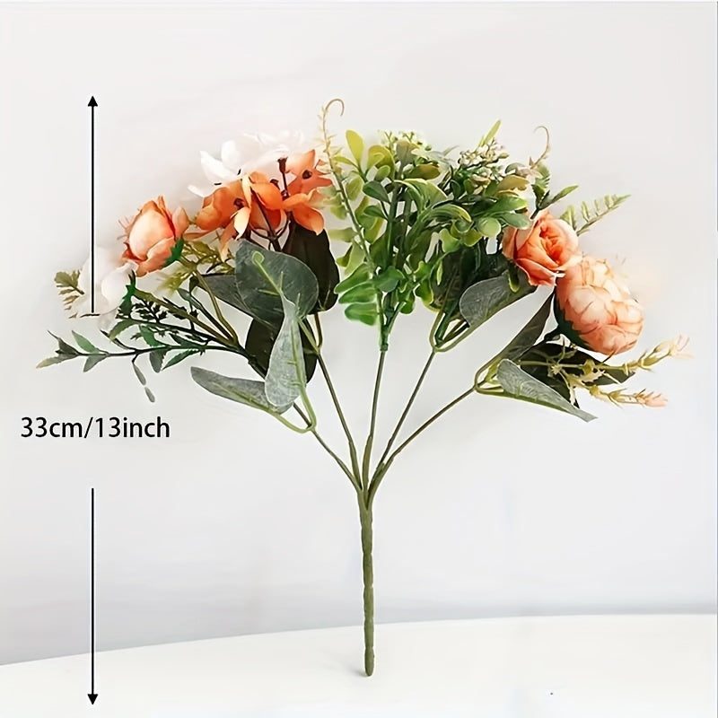 Elegant 2pcs Faux Peony & Rose Bouquets - Perfect for Home, Office, and Wedding Decor | No Battery Needed