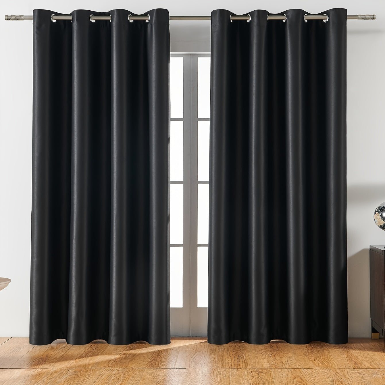 2PCS Holiday Daily Decoration Fabric Curtains, Grommet Top Solid Color Shading Curtain, Living Room Curtains, Bedroom Curtains, Office Home Decoration, Thermal Insulation Curtains