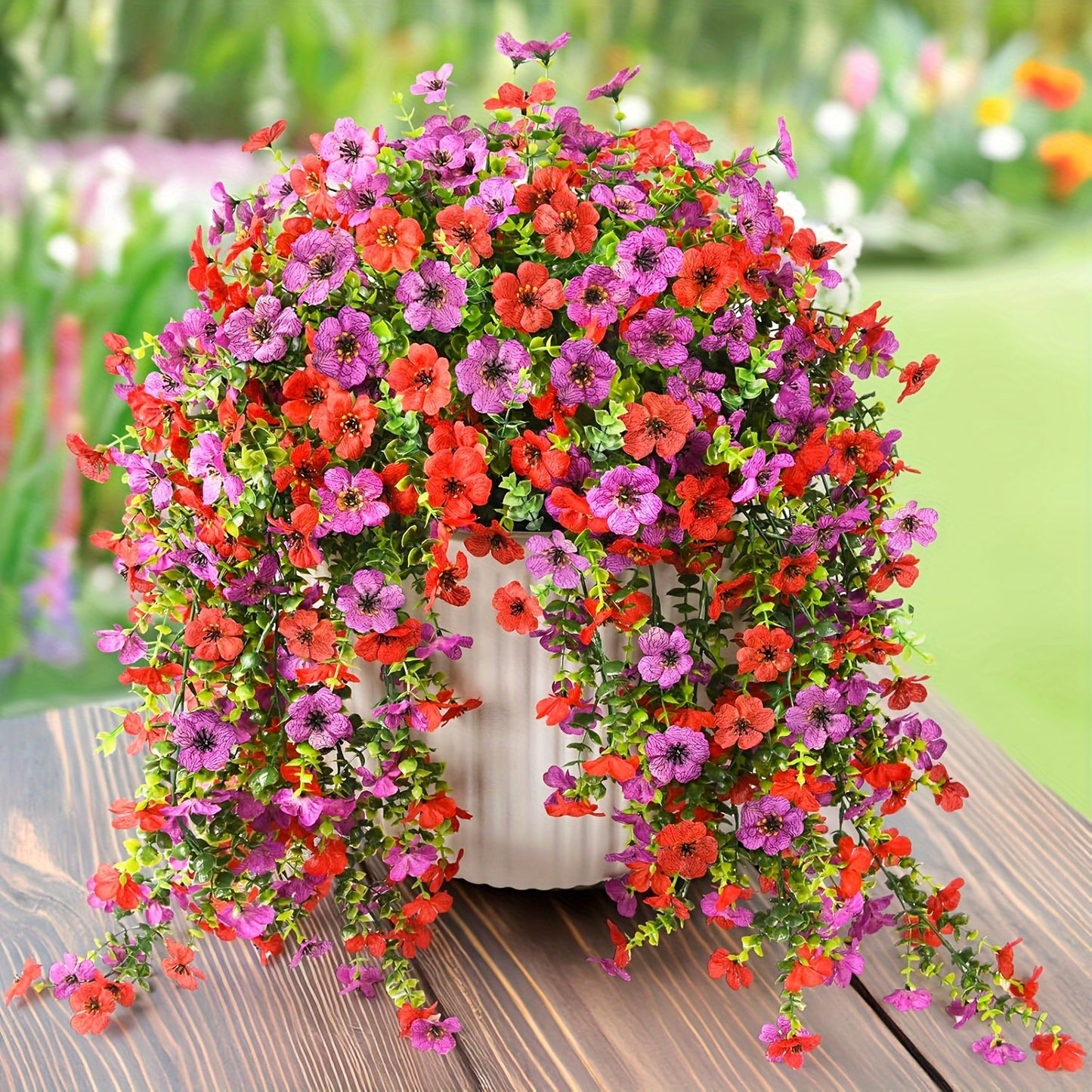 4pcs UV-Resistant Faux Daisy Hanging Flowers - Realistic Silk Plants for Indoor/Outdoor Decor, Perfect for Living Room, Porch, Balcony, Patio - Easy Maintenance, Ideal for Thanksgiving, Christmas, Day of the Dead - Bohemian Style Home Accents