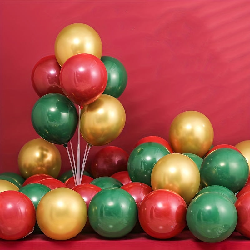24PCS Vibrant Red & Green Metallic Color Balloons Set for Birthday, Wedding, Thanksgiving, Christmas & House Decorations