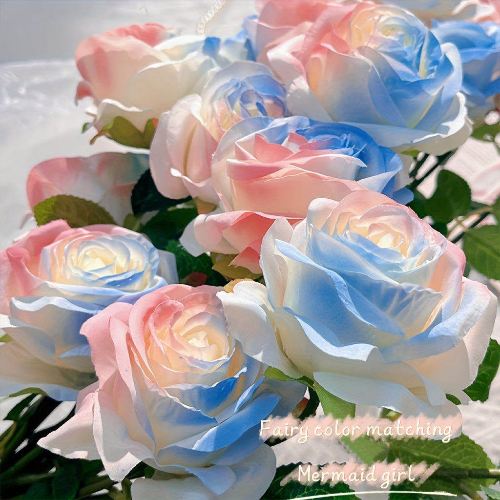 12pcs Artificial Roses, Faux Flowers, Simulation Flower for Living Room, Bedroom, Wedding Bouquet, Office, House DIY Decor, Fake Flowers for Vase Decoration, Room Decor, Home Decor