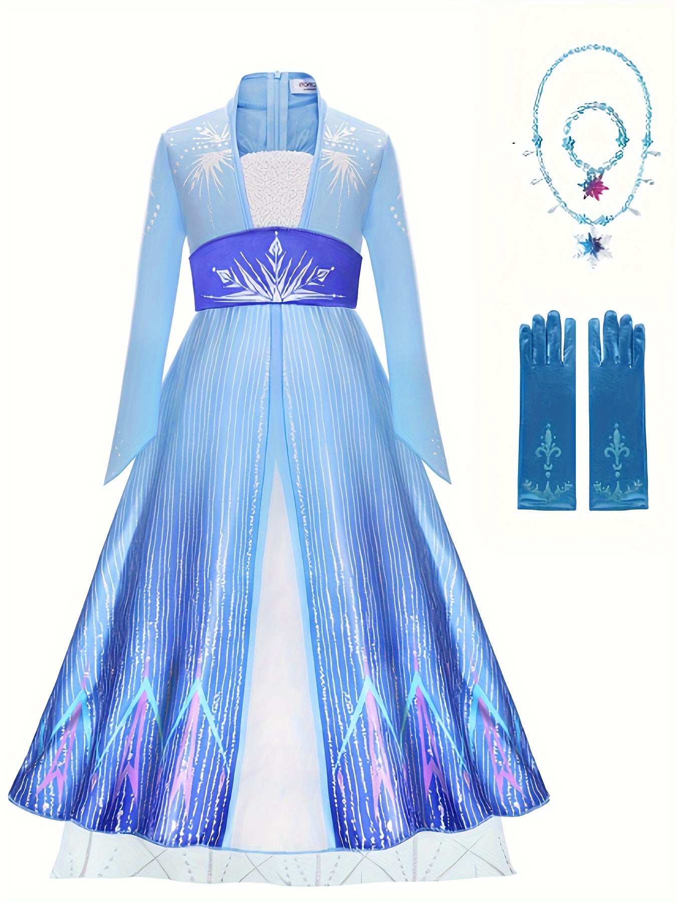 Girl's Color Gradient Cartoon Character Long Sleeve Dress - Costumes for Kids, Dress Up Outfits for Christmas, Halloween, Birthday Party, Performance, and Gift - Vibrant, Comfortable, and Adorable Design