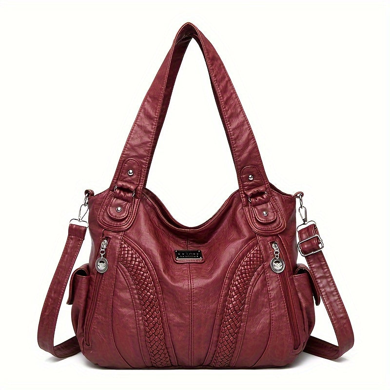 Stylish Vintage Tote Handbag for Women - Faux Leather, Removable Strap, Zipper Closure, Polyester Lined, Casual Shoulder Bag with Simple Fashion Design - Perfect for Daily Use, Travel, and Outdoor Activities