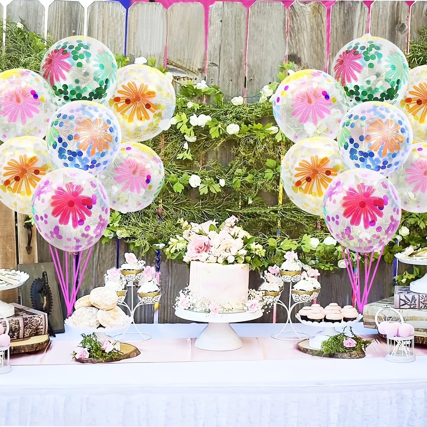 11pcs, 12 Inches Colorful Flower Balloon Birthday Party Balloons Decorations Luau Party Decoration Tropical Themed Party Supplies Tea Party Decoration Garden Decor Jungle Beach Party Decoration