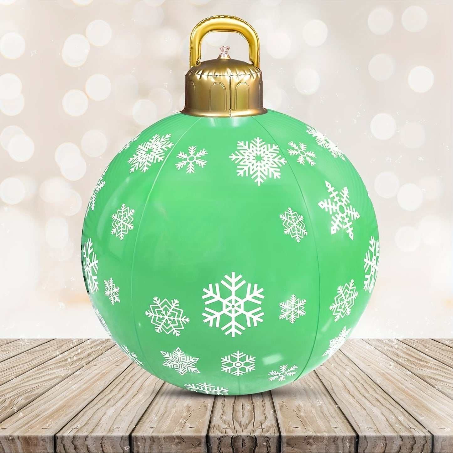 24-inch Large PVC Inflatable Christmas Ball, Firmly Standing Outdoor Decoration for Yard and Swimming Pool Holiday