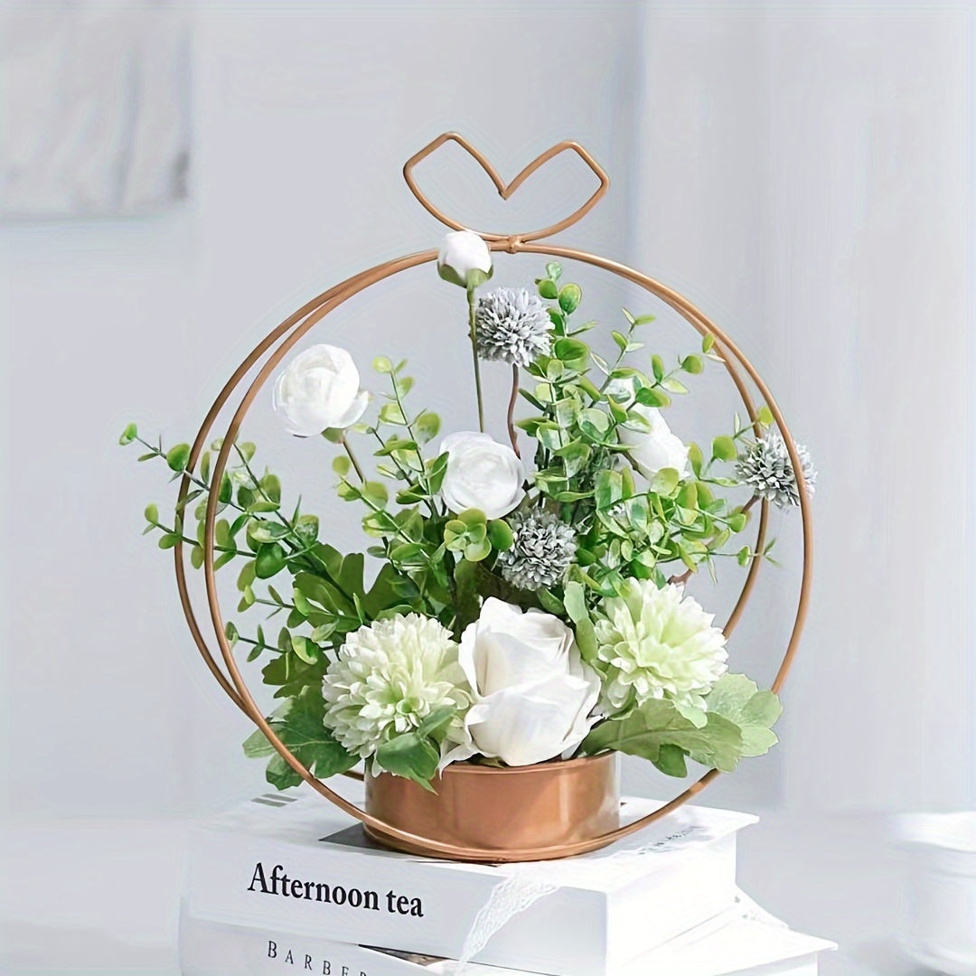 1pc Spring Flower Basket Artificial Flower, Premium Oxidation Resistance Real Touch Fake Flowers With Stems For Wedding Arrangement, Bridal Bouquet, Centerpiece, Garden, Yard, Wedding, Birthday, Shower Decor, Aesthetic Room Decor, Home Decor