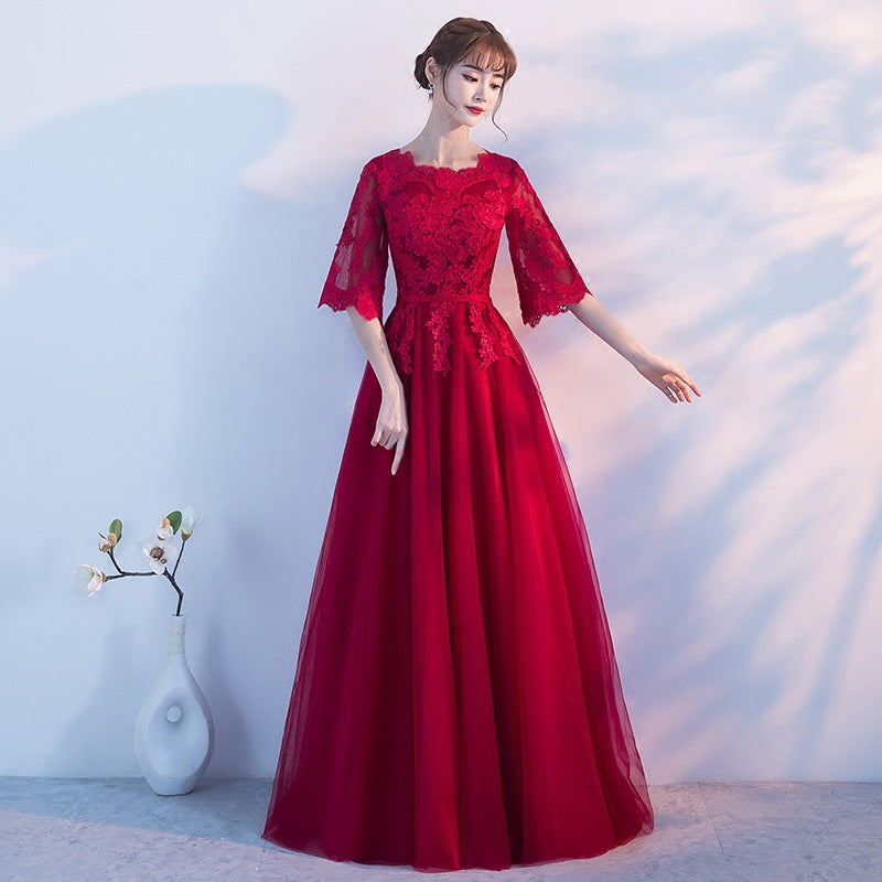 VSKKV Annual Party Evening Dress Women Spring New Banquet Temperament Elegant Party Host Slim Long Dress