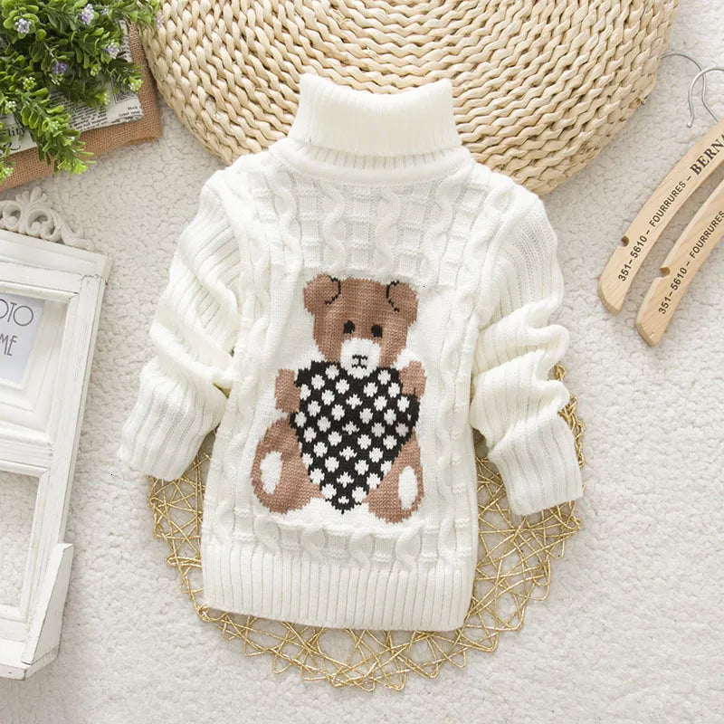 Pullover Baby Cartoon Bear Casual Basic Sweater Crewneck Thick Kids Slouchy Soft Warm Wool Clothing for Boys Girls Autumn Winter Sweaters 221115