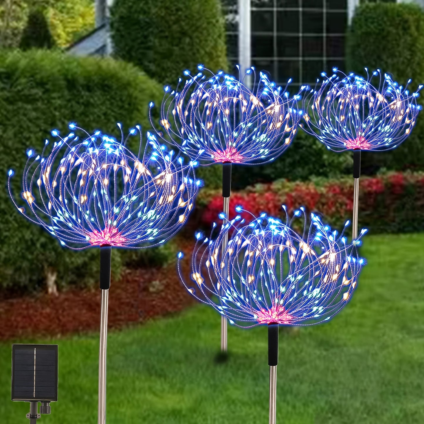 4pcs/1pc 320/240/90LED Solar Garden Lights Outdoor, Solar Firework Lights Upgraded and5 Waterproof Solar Powered Sparkler Lights For Outside With 8 Lighting Modes For Garden Yard Outdoor Decor, Halloween Christmas Decorations Outdoors (Warm White, Multico