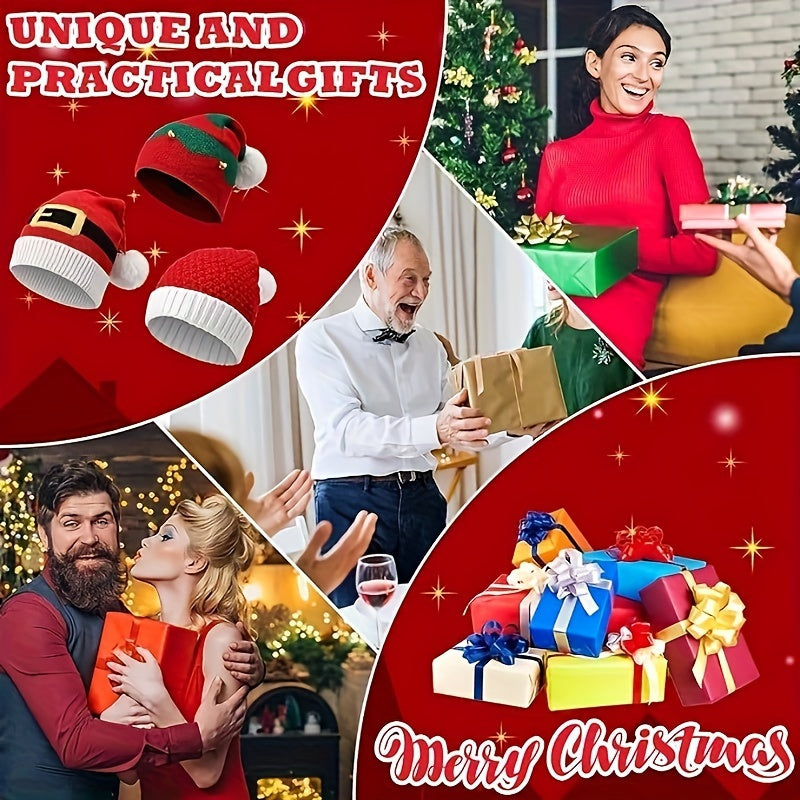3Pcs Christmas Fashion Christmas Tree and Santa Knitted Hat - Warm, Trendy Outdoor Holiday Headwear, Acrylic, Academy Style, Knitted Design