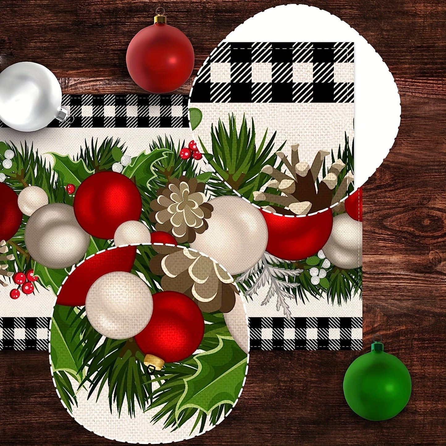 1pc, Christmas Table Runner, Black And White Buffalo Check Plaid Table Cover, Waterproof Stain Resistant Seasonal Winter Holiday Table Runner, Tabletop Protection, Party Family Gather Holidays Decoration, Gift, Home Decor, Scene Decor