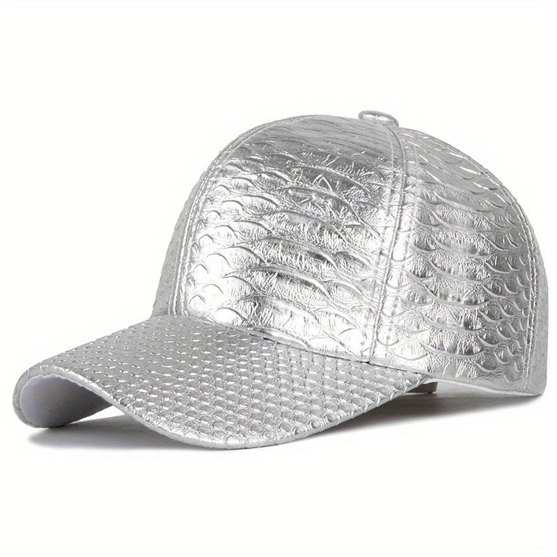 Stylish Crocodile Pattern PU Leather Baseball Cap - Lightweight, Non-Stretch, Hand Washable Street Hip Hop Sun Hat for Everyday Wear