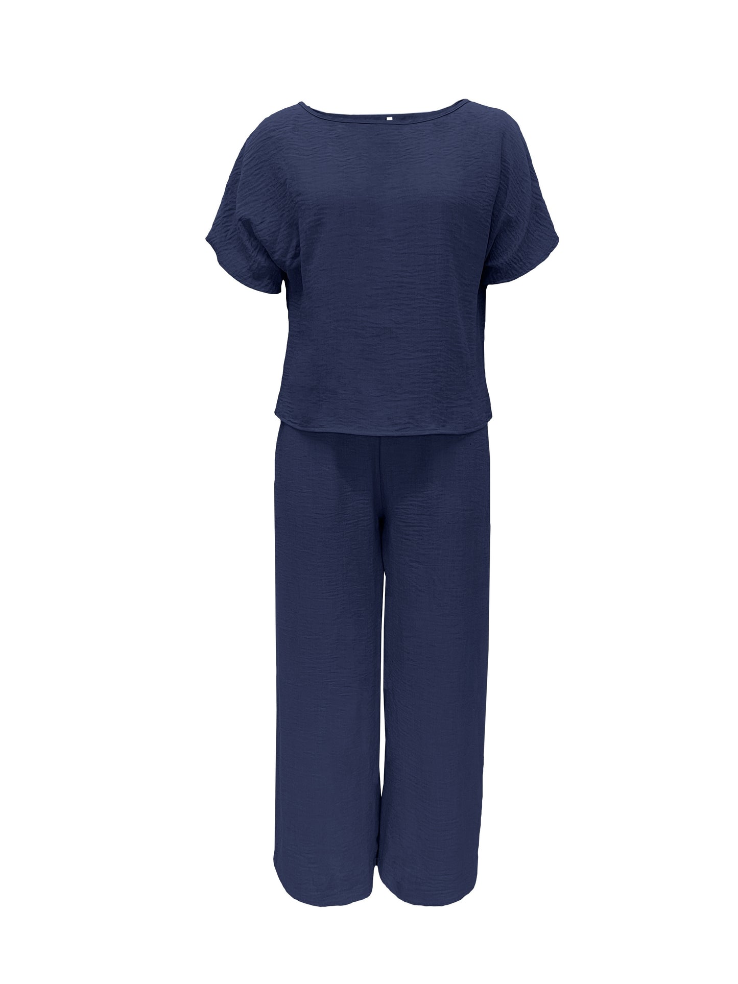 Women's Chic Outfit Set - Crew Neck Short Sleeve Top & Wide Leg Pants Combo - Solid Color, Simple, Casual, Comfortable, Versatile, and Easy to Match - Perfect for Daily Wear, Work, or Leisure Activities