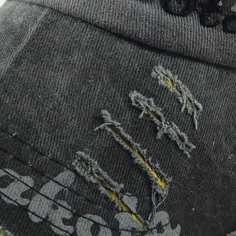 One Fashionable Men's Denim Baseball Cap - Stylish Letter Pattern Embroidery, Ventilation Holes, Perfect for Daily Street Life, Casual Outings, and Outdoor Activities