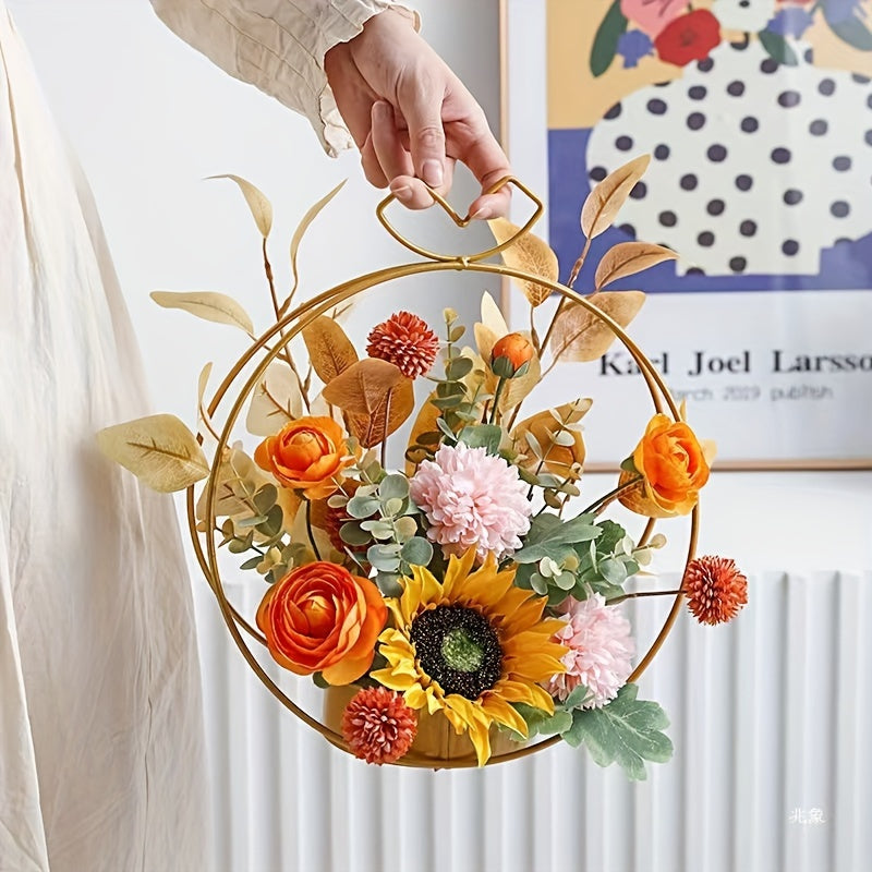 1pc Spring Flower Basket Artificial Flower, Premium Oxidation Resistance Real Touch Fake Flowers With Stems For Wedding Arrangement, Bridal Bouquet, Centerpiece, Garden, Yard, Wedding, Birthday, Shower Decor, Aesthetic Room Decor, Home Decor